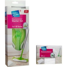 PremiumPort Pratik Temizlik Mop Başlangıç Seti + 8 Statik Kuru Toz Alma Bezi
