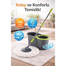 PremiumPort Simay 14L Otomatik Mikrofiber Paspas Temizlik Seti Pedalsız Döner