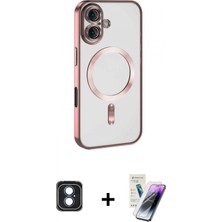 Marsilyan™- iPhone 16 Kılıf Nova Işık Özel Seri - Şeffaf Pasifik Cam Ekran Koruyucu + Mavi Pvd Metal Kamera Lens