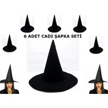 Luord-Store Siyah Cadı Şapkası Keçe Yetişkin Boy 6 Adet