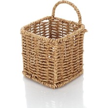 Amberhaus Doğal Rattan Görünümlü Kulplu Hasır Sepet - Çok Amaçlı Düzenleyici ve Depolama Kutusu - Banyo, Salon ve Çocuk Odası Için Dekoratif Organizer