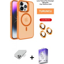 Marsilyan™- iPhone 14 Pro Max Kılıf Akış Form - Siyah Bilvis 5in1 3D Magic Cam Ekran Koruyucu + Gümüş Band Metal Kamera Lens