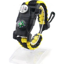 Luord-Store Pusula Fenerli Yüksek Desibel Düdüklü Hayatta Kalma Kamp Bilekliği - Sarı