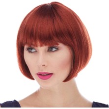 Uravas Store Kızıl Renk Düz Kesim Astarlı Küt Parti Peruğu