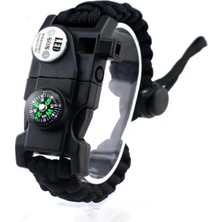 Luord-Store Pusula Fenerli Yüksek Desibel Düdüklü Hayatta Kalma Kamp Bilekliği - Siyah