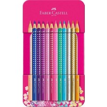 Faber-Castell Parlak Renkler Metal Kutu Pembe Kuru Boya 12'li