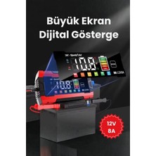 Epilons 12v 8a Akıllı Akü Şarj Cihazı 12v 8a Lcd Ekranlı Pulse Repair Otomatik Akü Şarj & Desülfatör