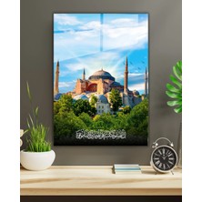 Nükte Tasarım Ayasofya Temalı Fetih Suresi Ayetli Dikey Cam Tablo – Islami Hat Sanatı Dekoratif Tasarım