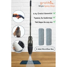 PremiumPort Gri Sprey Mop, 2 Bezli, 700CC Su Hazneli, Tıpasız Sistem, Garantili