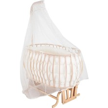 Baby Plus Sepet Beşik Doğal Ahşap Sallanabilir ve Terkerlekli