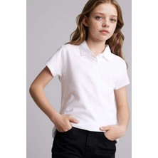 DeFacto %100 Pamuk Regular Fit Basic Düz Kısa Kollu Polo Tişört Kız Çocuk I0427A626SP