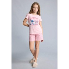 DeFacto %100 Pamuk Disney Lilo & Stitch Regular Fit 2'li Pijama Takımı Kız Çocuk H2768A826SP