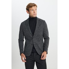 Altınyıldız Classics Slim Fit Dar Kesim Mono Yaka Armürlü Torba Cepli Blazer Ceket