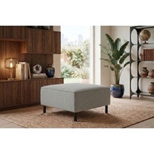 Rolivs Mokka Puf – Bukle Kumaş Dumanlı Deniz | Soft Renk, Premium Görünüm