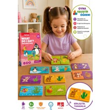 Toyfest Puedo What Do I Eat Eşleştirme Yapbozu 24 Parça Eğitici Oyuncak 3+ Yaş Hayvan Besin Oyunu