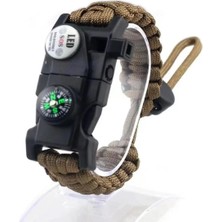 Luord-Store Pusula Fenerli Yüksek Desibel Düdüklü Hayatta Kalma Kamp Bilekliği - Kahverengi