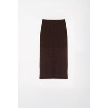 Thalure Kadın Kahverengi Transparan Kalem Etek