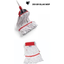 PremiumPort Ekstra 10'lu Islak Mop, Dar Beyaz, 350G, Yedek Paspas, Ipli Temizlik Seti