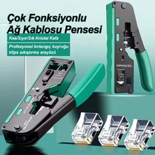 Hq Speed RJ45 RJ11 RJ12 Soket Sıkma Pensesi Cat5 CAT5E Cat6 CAT6A Cat7 Ethernet Kablo Konnektör Sıkıştırma Aleti Network Krimp Crimping Tool 130 mm Yeşil Profesyonel Kablo Sonlandırma Aleti
