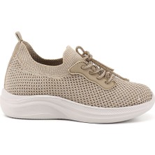 Gönderi(r) Kadın Nude  Triko Bağcıklı Memory Foam Tabanlıklı Comfort Sneaker