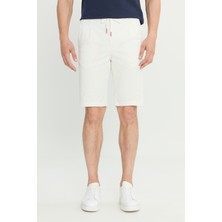 Altınyıldız Classics Erkek Beyaz Pamuklu Slim Fit Beli Bağlamalı Yan Cepli Esnek Şort