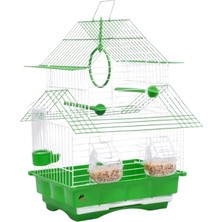 Sepetopia Çift Katlı Çatı Tasarımlı Ekonomik Kuş Kafesi Yeşil