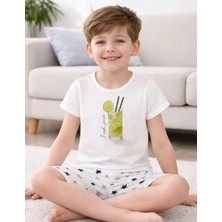 Organickid Gray Star Çocuk Gri Şortlu Pijama Takımı