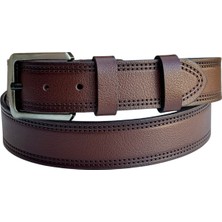 Süzer Deri 4 Cm. Spor Model Hakiki Deri Kenarları Dikişli Erkek Kemer Kahverengi
