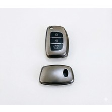 Nil Avm Hyundai Accent Blue I20 - I30 - İX35 Uyumlu Smart 3 Buton Silikon Oto Anahtar Kumanda Kabı Kılıf Füme