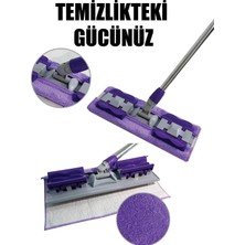 PremiumPort Mor Mikrofiber Yer Mopları, 360° Döner Başlık ve Yedek Bez Hediye