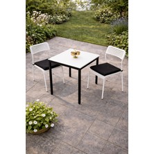 Flinder Minderli Bahçe Takımı - 3'lü Balkon Masa Sandalye - Bahçe Mobilyası - Yemek Masası