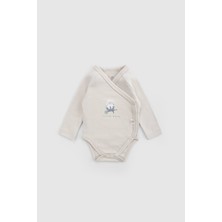 Little Gusto Organik Pamuk Uzun Kollu Kruvaze Bej Body Little Farm
