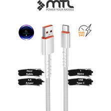 Mtl 3.4A USB To Type-C Hızlı Şarj ve Data Kablosu Hasır 1 Metre MT2015