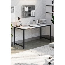 Flinder Beyaz/siyah 60 x 160 Cm, Ofis Masası, Çalışma Masası, Bilgisayar Masası, Yemek Masası, Metal Ayaklı