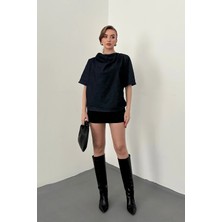 Elbee Fashion Woman Mavi Kot Bluz