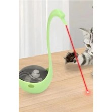 Sepetopia Kuğu Şeklinde Lazerli ve Mama Hazneli Hacıyatmaz Kedi Oyuncağı Yeşil