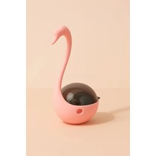 Motto Ticaret Kuğu Şeklinde Lazerli ve Mama Hazneli Hacıyatmaz Kedi Oyuncağı Pembe