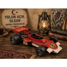 Tekno Hediye Dekoratif Metal Kırmızı Yarış Arabası Modeli – Retro Tasarım, 33 cm