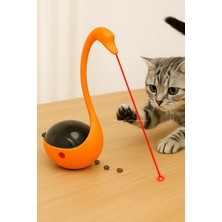 Motto Ticaret Kuğu Şeklinde Lazerli ve Mama Hazneli Hacıyatmaz Kedi Oyuncağı Turuncu