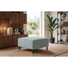 Rolivs Mokka Puf – Bukle Kumaş Aqua | Canlı Ton, Modern Dekorasyon