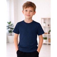 Organickid Basic Çocuk Lacivert Kısa Kol T-Shirt