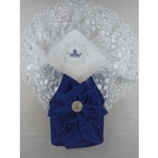 Luord-Store Yenidoğan Saray Kadife Taç Nakışlı Inci Fiyonklu Çift Dantel Duvak Trilüks Kundak Bebek Battaniyesi