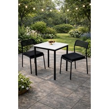 Flinder Minderli Bahçe Takımı - 3'lü Balkon Masa Sandalye - Bahçe Mobilyası - Yemek Masası