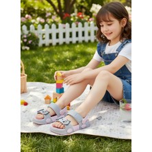 Kidessa 2247-AKINAL Unisex Figürlü Ultra Yumuşak Esnek Kaymaz Tabanlı Çocuk Sandalet Terlik - NKT02247-GRI-PEMBE-35