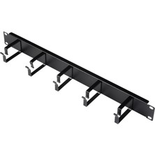 Lande 19” 1u Metal Kablo Düzenleyici (5 Kancalı) – Siyah