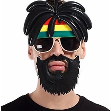 Luord-Store Rasta Peruklu Rasta Sakallı Bob Marley Bıyıklı Parti Gözlüğü 27X18 cm