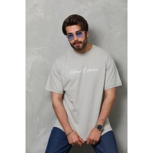 Modenya Erkek Baskılı T-Shirt Kısa Kol Bisiklet Yaka Regular Fit Rahat Kalıp Günlük Tişört - Gri