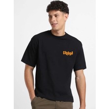 Modenya Erkek Baskılı Oversize T-Shirt - Siyah