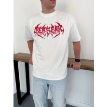 Modenya Erkek Baskılı T-Shirt Yazlık Kısa Kol Bisiklet Yaka Rahat Kalıp Tişört - Beyaz