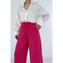 Periliçekeçe Fuşya Keten Pantolon